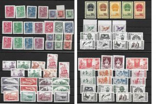 China Chine 1950s Mao Time Stamps Many Sets 2 Pages Lot