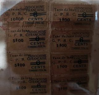 Indochine Vietnam Stamp Revenue Overprint “taxe De Luxe G.  P.  R.  C“ 1$,  5$,  10$ 1947
