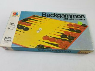Vintage 1973 Complete Milton Bradley Backgammon Acey - Deucey Game 4319