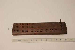 Rare Wooden Cribbage Board With Metal Pegs