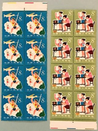 Pr China Stamps T41 Study Science From Childhood 5 Blocks Of Eight With Edge Mnh