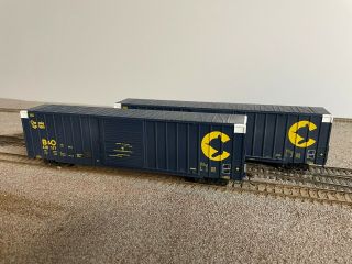 Athearn Walthers Ho Scale 60 Foot Hicube Boxcar B&o Weathered Set Of Two