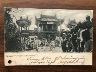 China Old Postcard Chinese Temple Kiautschou Tsingtau To Germany 1900