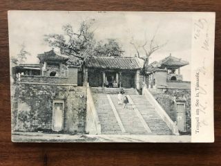 China Old Postcard Temple Tsinanfu Shantung Local