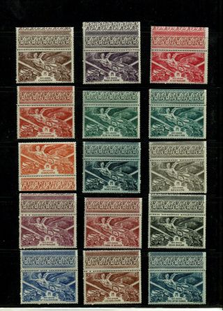 French China Indochina Vietnam Mnh Color Margins Ww2 Victory Complete Set Of 15