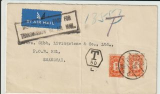 China / Gb - Postage Dues - London - Shanghai - 1938 Cover