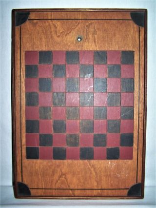 Vintage Wood Checker Board Red / Black Play Checkers / Decor 16 X 11