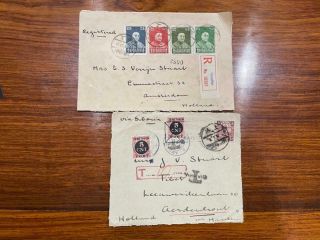 Two China Roc Shanghai To Holland Registered Airmail Cover - Front Only