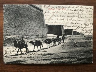 China Old Postcard Great Wall Camel Group To Germany