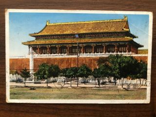 China Old Postcard Tien An Men Imperial City Peking Shanghai To Belgium 1932