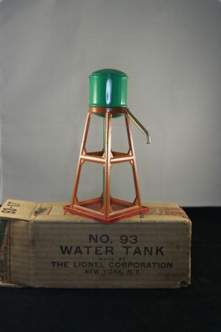 Lionel Prewar No.  93 O Gauge Green Water Tank W/ Box