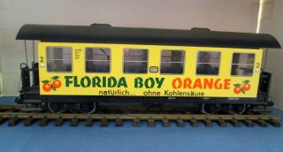 Lgb G Scale Florida Boy Orange 2nd.  Class Lighted Passenger Car -
