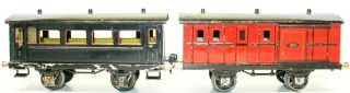 Vintage Pre - War Set Of Two 1 - Gauge Marklin 1st & 2nd Class & Baggage Coaches