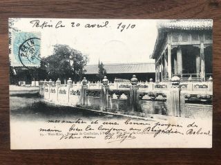 China Old Postcard Wen Miao Confucius Temple Peking To Tientsin 1910