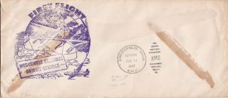 Japan 369,  393 on 1st flight cover to US 8/30/47; Aamcat F28 - 29 d 2