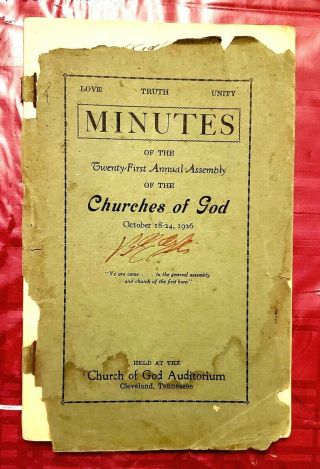 Minutes 1926 23rd General Assembly Church Of God Cleveland,  Tn Pentecostal