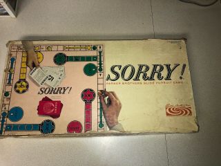 Sorry Parker Brothers Slide Pursuit Board Game 1964 Dated