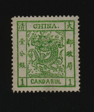 Read Title: Old Forgery Of China 1882 Large Dragon 1c Green