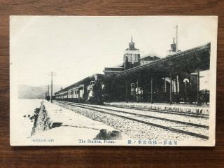 Korea Coree Old Postcard Korean Train Railway Station Fusan 1920