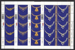 Singapore 2017 Wedding Jewellery 4 X Full Sheet Of 10 Stamps Each In Mnh
