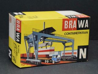 Vintage N - Scale Brawa 1150 Operating Container Crane Terminal W/ Box
