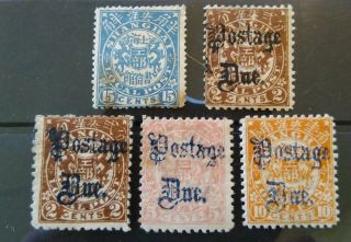 China Shanghai 1892 - 3 Postage Dues Dragons,  4 Different