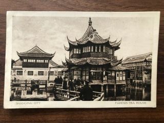 China Old Postcard Famous Tea House Shanghai City To Germany 1914