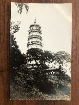 China Old Postcard Chinese Pagoda Wuchang River Yangtse 1926