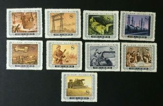 China Prc 1955 October First 5 Year Plan Scarce Full Set Of 9 Fresh Colour Mnh