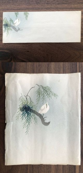 China Old Cover Wrapper Hand Painted Chinese White Bird Tree 1900