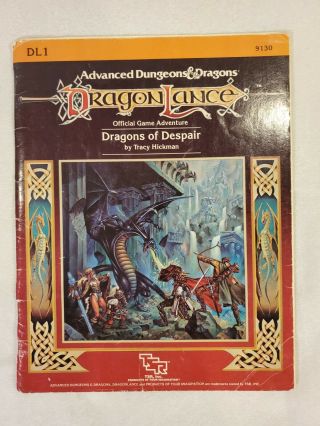 Dl1 Dragonlance Dragons Of Despair - Dungeons And Dragons (d&d) 1st Edition