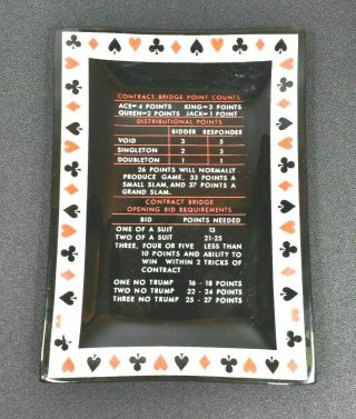 Vintage Collectible Bridge Card Game Rules Glass Dish Ashtray,  Candy,  Trinket
