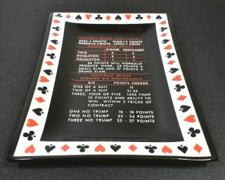 Vintage Collectible Bridge Card Game Rules Glass Dish Ashtray,  Candy,  Trinket 2