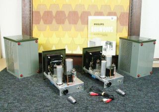 Unique 2 X Philips Stereo Hf303 Full Tube Power Amplifiers Nos