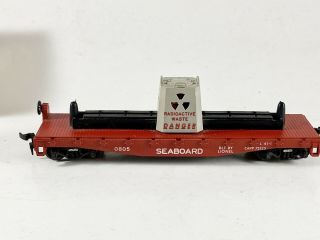 Vintage Lionel HO Scale Radioactive Waste Seaboard Flat Car 0805 - 1 MIB 3