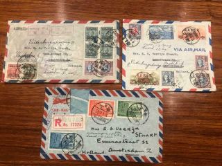Group Of 3 1948 China Roc Shanghai To Holland Airmail Covers