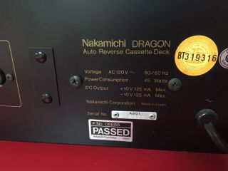 Nakamichi Dragon Cassette Tape Deck Recorder Audiophile 6