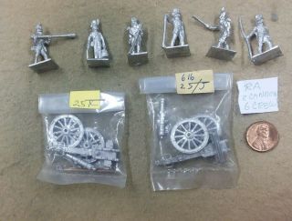 Minifig 25mm Napoleonic British Royal Ft.  Artillery (6),  W/ 2 Hinchliffe? Cannon