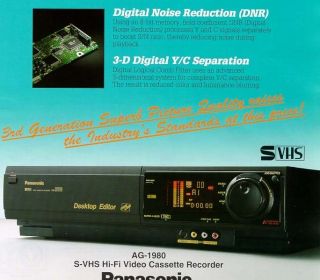 Panasonic Ag - 1980 S - Vhs Svhs Vhs Player Recorder Deck Pro Editing Tbc Vcr