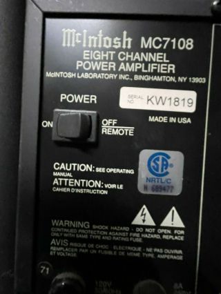 McIntosh MC7108 8 channel power amplifier 3