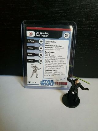 Star Wars Miniatures - Qui - Gon Jinn,  Jedi Trainer W/card 17/40 - Wotc Rpg