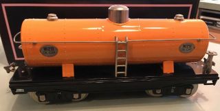 Mth Tinplate Standard Gauge No 215 Tank Oil Car Item No.  10 - 1050 Orange W Nickel