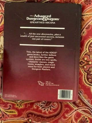 TSR Advanced Dungeons & Dragons Unearthed Arcana 1st Edition 1985 2