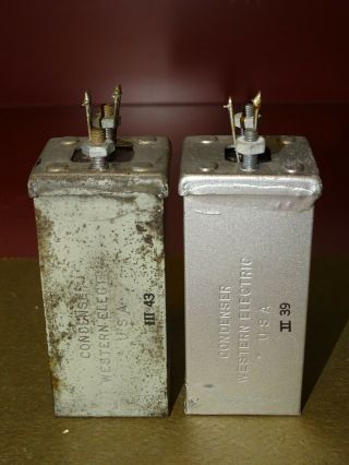 Pair,  Western Electric Type 147A Capacitors/Condensers,  4 MFD,  Vintage 5