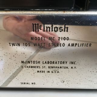 McINTOSH MC2100 MC - 2100 MONO STEREO POWER AMPLIFIER No Res 5