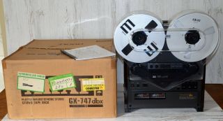 Akai Gx - 747dbx 4 - Track Stereo Reel Tape Deck Recorder W/ Box - Video
