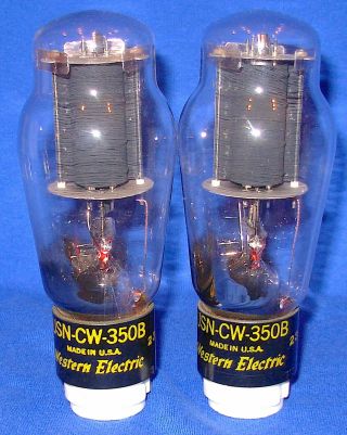 Good Pair Western Electric Jan Cw 350b Vacuuum Tubes Same 1952 Date