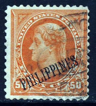 Philippines (u.  S. ) 1899 Overprinted Philippines On 50c.  Red - Orange Sg 263a Vfu