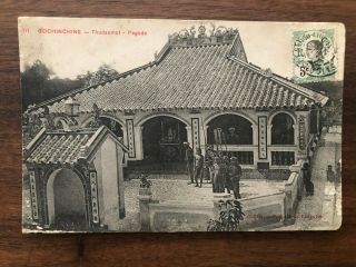 China Old Postcard Thudaumot Pagoda To France 1910