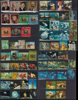 Bhutan Stamp 1970s 4 Pages Of 14 Sets,  Inc Paintings,  Cars,  Space,  Mnh